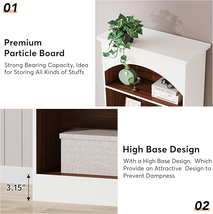 LITTLE TREE 70.9" White Bookcase, 5-Tier Tall Bookshelf - Image 6