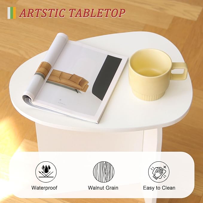 AWASEN White Side Table, Small Triangle End Table Living Room, Modern Accent - Image 5