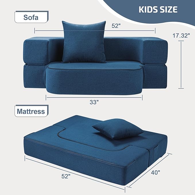 2-in-1 Folding Sofa Bed with Pillow - Image 2