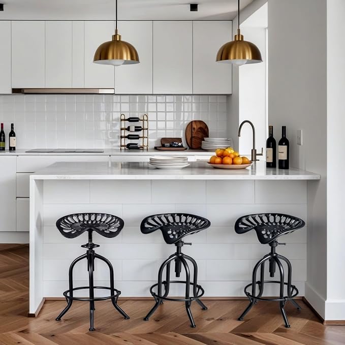 Industrial Bar Stool Farmhouse Tractor Saddle Stool Kitchen Counter Height - Image 6