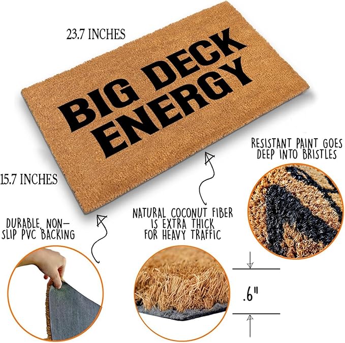 Funny Coir Doormat Big Deck Energy Front Door Mat Entryway Outdoor Mats - Image 4