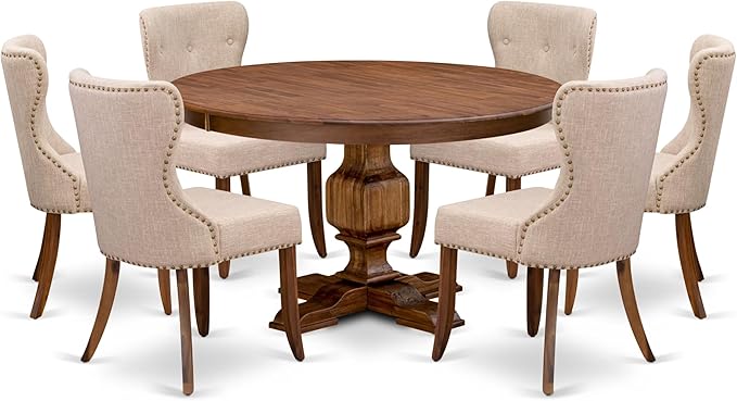 F3SI7-50N-04 7-Pc Kitchen Table Set consists of a Pedestal Table and 6 Light by LuxebyEastWestFurniture