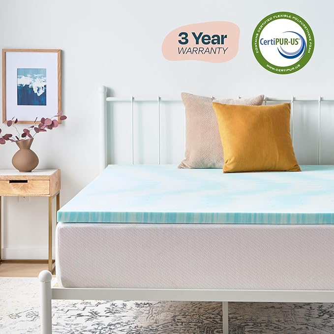 Linenspa 2 Inch Gel Swirl Memory Foam Mattress Topper – Cooling Gel Infused – - Image 6