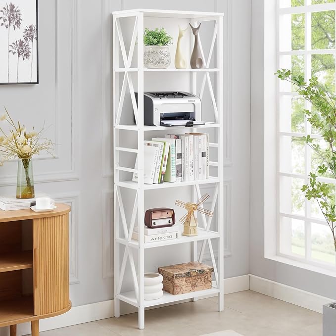 HOMISSUE Tall Bookshelf, 6-Tier Book Shelf, Rustic Wood Metal Bookshelves and - Image 4