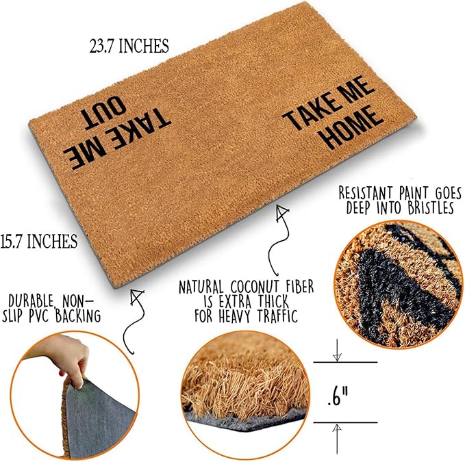 Funny Coir Doormat Take Me Home Take Me Out Front Door Mat Entryway Outdoor Mat - Image 4