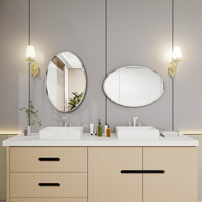 Oval Bathroom Mirror, 32X48 inch Oval Frameless Mirror, Frameless Mirrors - Image 3