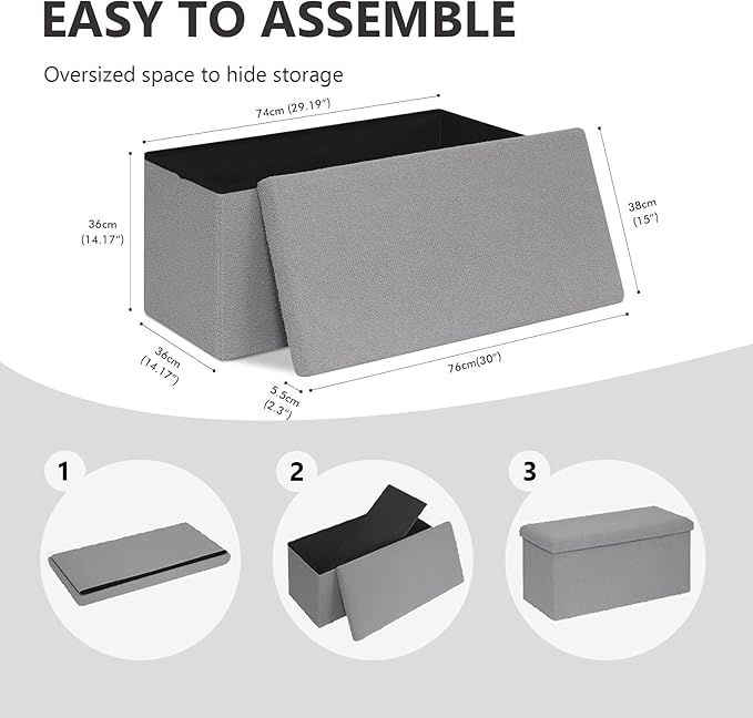 Foldable Storage Ottoman Bench-Footrest Stools - Image 3