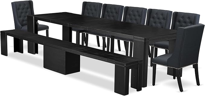 X07FO-B06-24 - 9-piece Dining Room Table Set a Rectangular Dining Table and a - Image 2