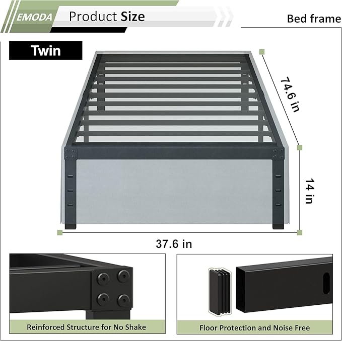 EMODA 14 Inch Twin Bed Frames - Image 2