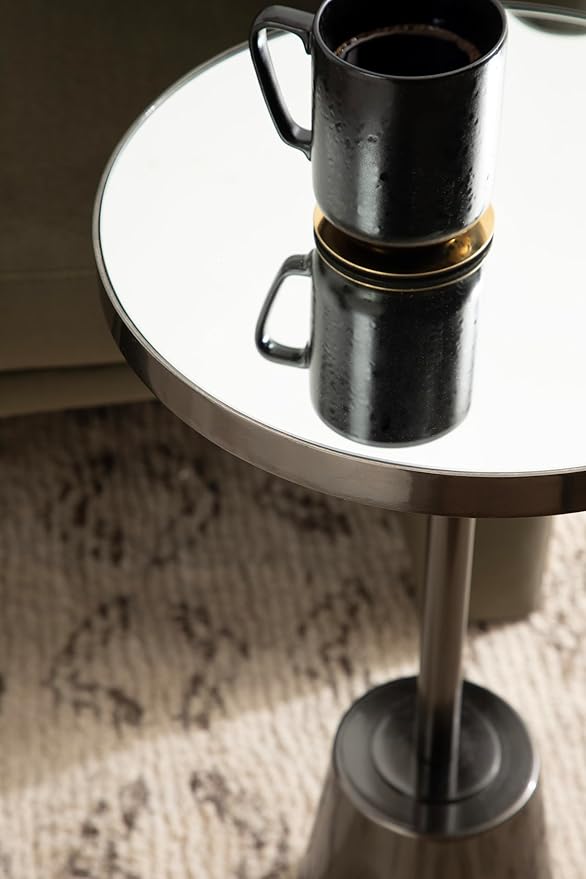 Kate and Laurel Tira Elegant Round Mirrored Side Table, Modern Circle End Table - Image 5