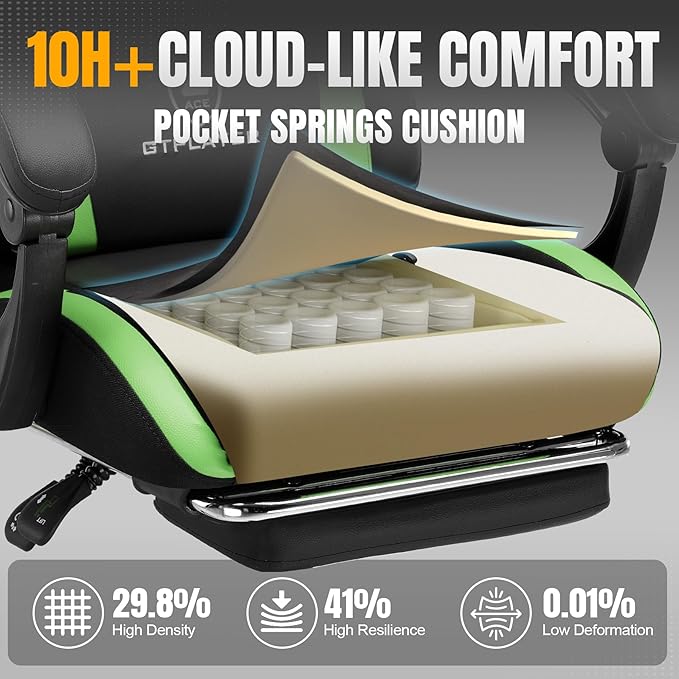 GTRACING Gaming Chair with Foot Rest & Pocket Spring Cushion, Ergonomic High - Image 4