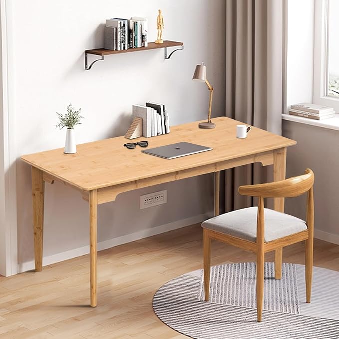DOUSY- Bamboo Writing Desk Writing Computer Desk Study Desk Home Office Desk - Image 6