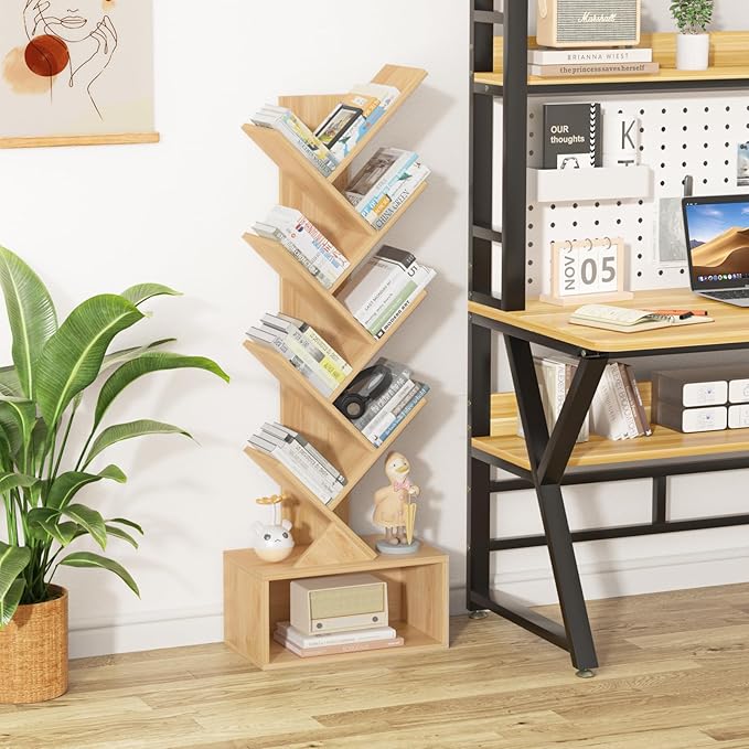 9 Tier Tree Bookshelf, Christmas Green Bookcase - Image 2