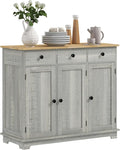 HOMCOM Sideboard with Solid Wood Countertop, Modern Kitchen Storage Cabinet by HOMCOM