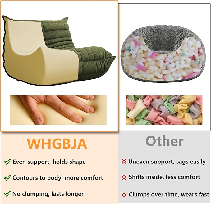 Bean Bag Chairs for Adults, BeanBag Reading Chair Memory Foam Couch 3-Seater - Image 3