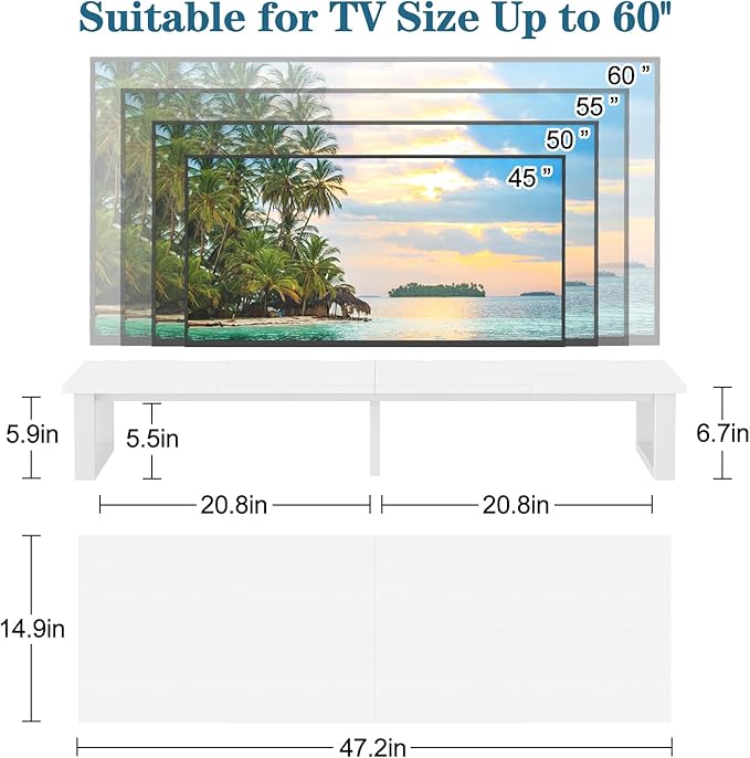 aboxoo 47" TV Riser for 32-60 inch TV, TV Riser Stand Shelf, Tabletop TV Stand - Image 2