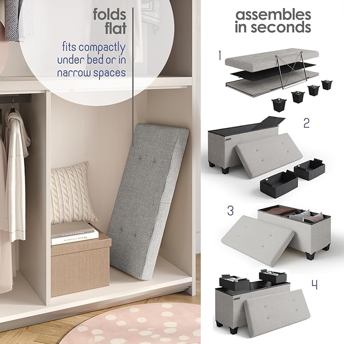 STORAGEBUD Storage Ottoman Bench - Image 6