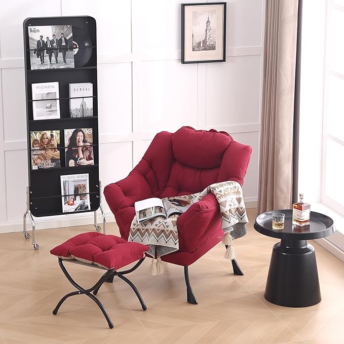LITA Lazy Chair with Ottoman, Modern Accent Leisure Upholstered Sofa, - Image 2
