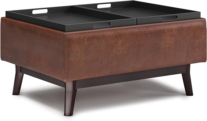 SIMPLIHOME Owen 34 inch Wide Mid Century Modern Rectangle Tray Top Small Coffee - Image 4
