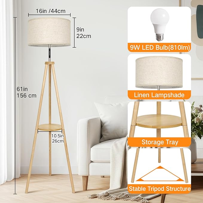OUTON Wood Tripod Floor Lamp - Image 5
