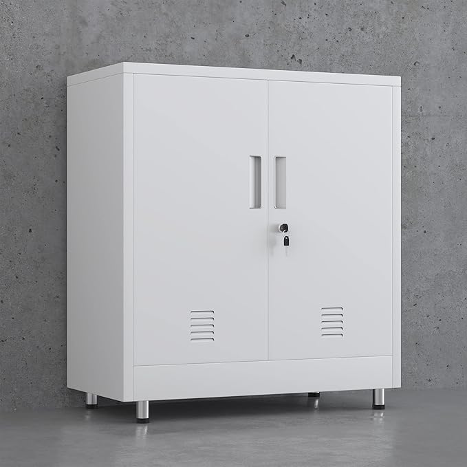 Metal Storage Cabinet with Locking Doors and Adjustable Shelf, Small Lockable - Image 7