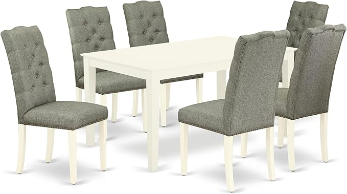 East West Furniture CAEL7-LWH-07 7 Piece Modern Dining Table Set Consist of a by EastWestFurniture