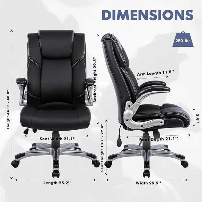 COLAMY Leather Executive Office Chair- High Back Home Computer Desk Chair - Image 3