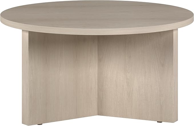 Henn&Hart 32" Round Wood Pedestal Coffee Table - Image 4