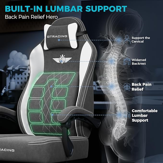 GTPLAYER Big and Tall Gaming Chair Breathable Fabric Computer Chair - Image 4