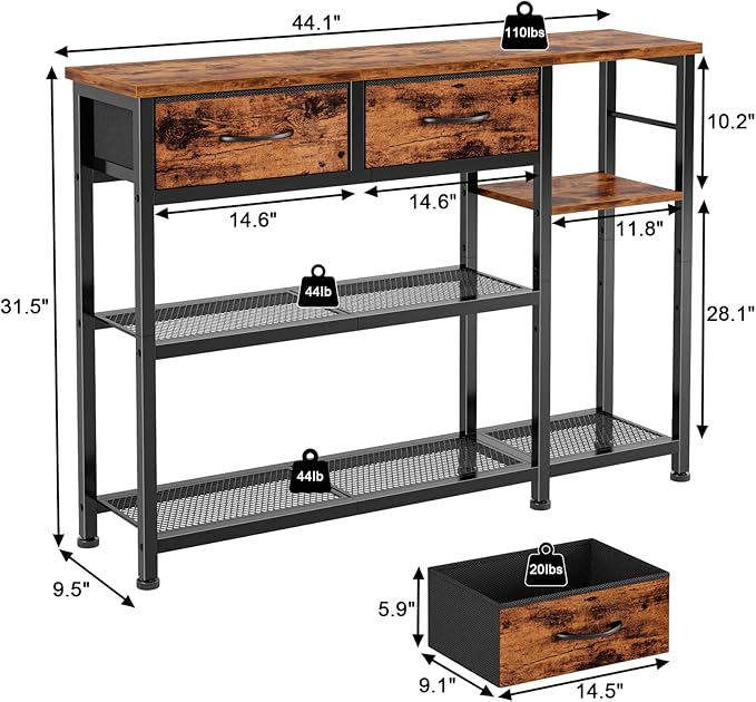 Furnulem Entryway Table 44'' Sofa Console Table - Image 3