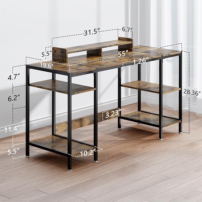 Computer Desk Gaming Desk with Monitor Stand, Home Office Desk Suitable - Image 3