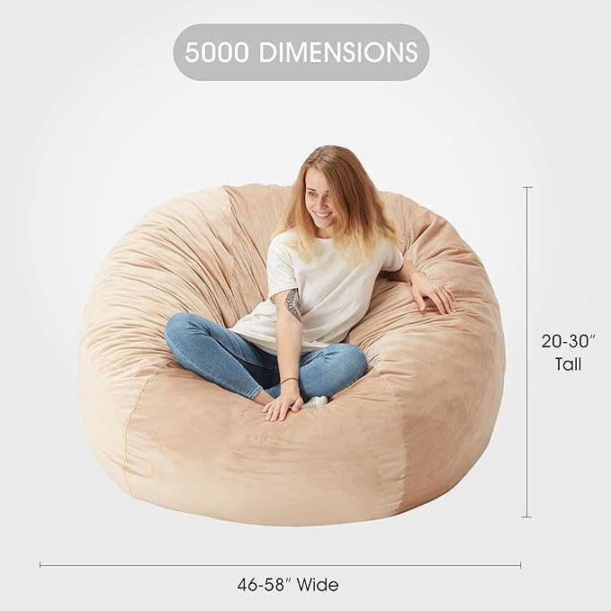 HABUTWAY Bean Bag Chair: Giant 5' Memory Foam Furniture Bean Bag Chair - 5Ft - Image 3