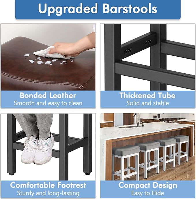 Counter Height Bar Stools Set of 3, 24 Inch Barstools - Image 4