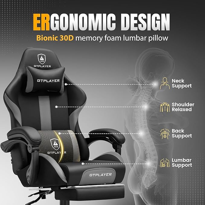 GTRACING Gaming Chair with Foot Rest & Pocket Spring Cushion, Ergonomic High - Image 5