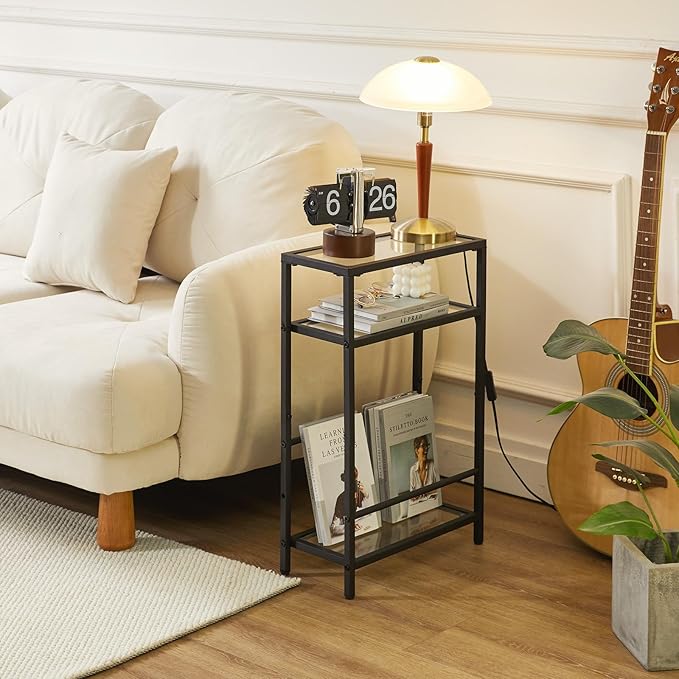 IBUYKE Narrow Side Table with Storage Shelf, 3 Tier Slim End Table, Modern Sofa - Image 9