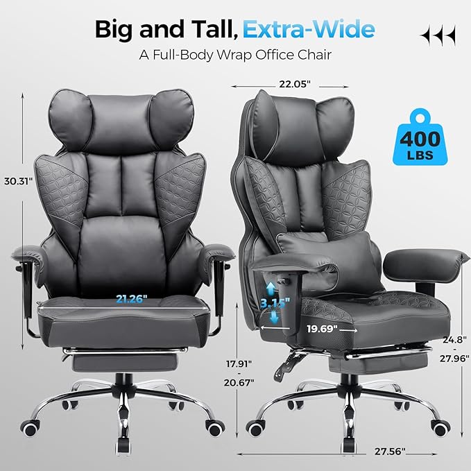 GTRACING Big and Tall Gaming Chair 400lbs Heavy Duty Office Chair - Image 3