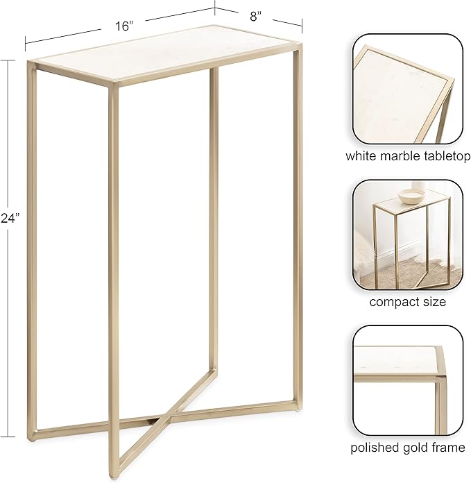 Kate and Laurel Jaspur Modern Slim Side Table, Decorative Glam Narrow End Table - Image 2
