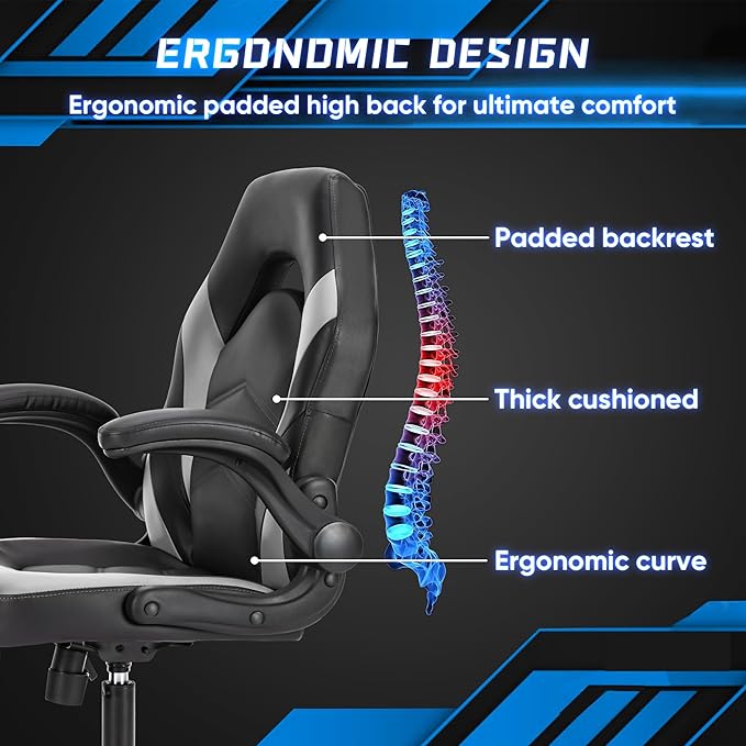 OLIXIS Big and Tall Office Desk Leather Gaming Computer Chair - Image 5