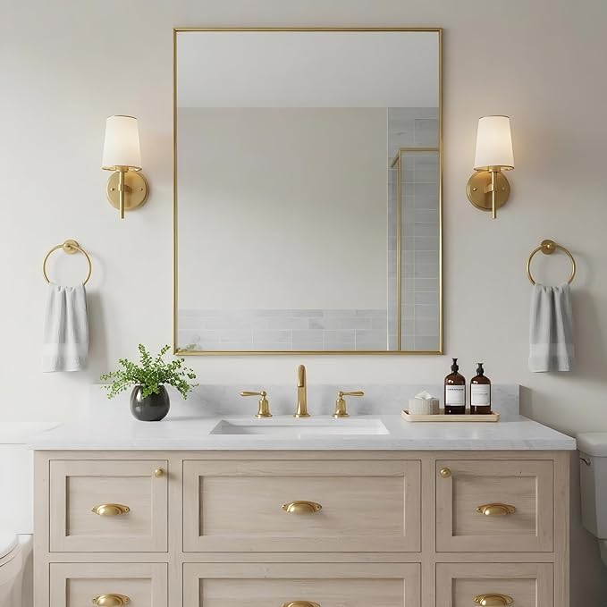 24x30 Inch Brass Bathroom Mirror - Image 2