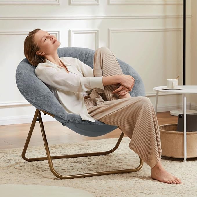 Comfortable Cozy Faux Fur Disc Chair Foldable Feature - Image 9