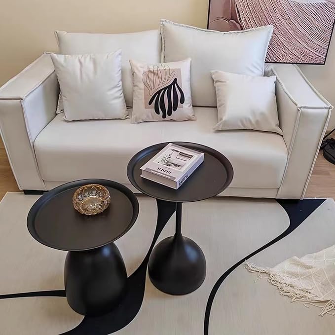 Side Coffee Table Set, Living Room Small Round End Table, Metal Nesting Tables - Image 5