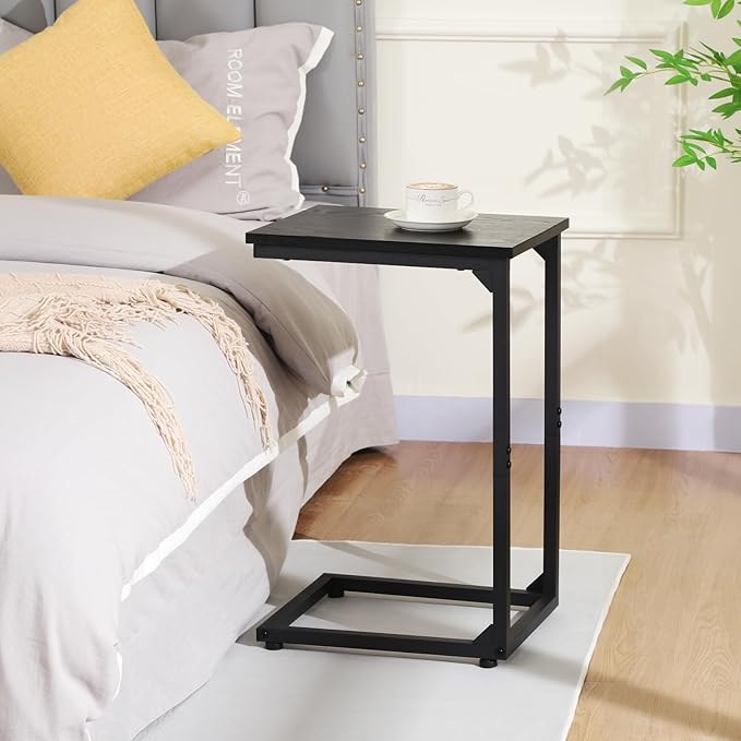 AMHANCIBLE C Shaped End Table Set of 2, Couch Tables That Slide Under, TV Tray - Image 2