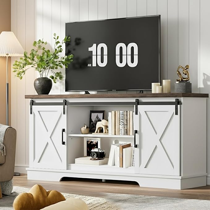 GarveeHome Farmhouse Tv Stand for 65 Inches TVs, Entertainment Center by GarveeHome