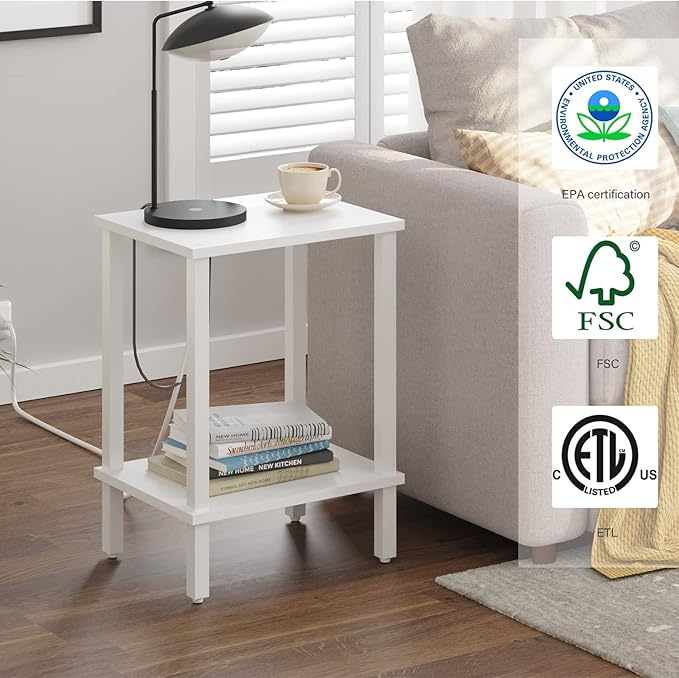TUTOTAK End Table, Side Table, Nightstand, 2-Tier Storage Shelf, Sofa Side Table - Image 4