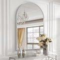 30" x 48" Silver Arched Mirror, Arch Wall Mirror, Metal Frame Black Bathroom by Minuover