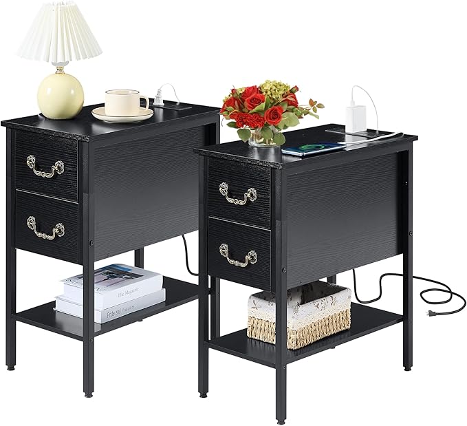 VECELO End Tables, Narrow Nightstands by VECELO