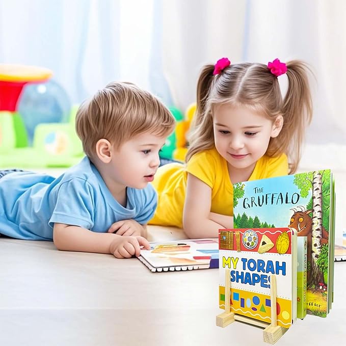 2 Pcs Wooden Kids Bookshelf, Toddler Book Display Shelves Children Book Rack - Image 3