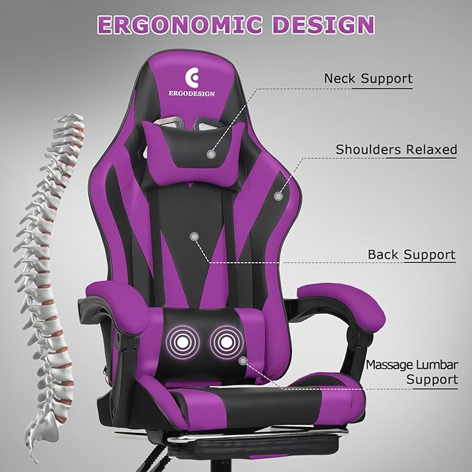 Gaming Chair with Linkage Armrest & Footrest, High Back Video Gaming Chair - Image 4