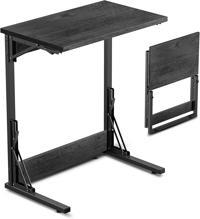 Tatub 24" Folding C Shaped End Table, Small Sofa Side Laptop Desk, Couch TV by Tatub