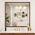 Bathroom Vanity Mirror 36x36 Inch, Walnut Rectangle Bathroom Mirror, 4MM by JISOSO